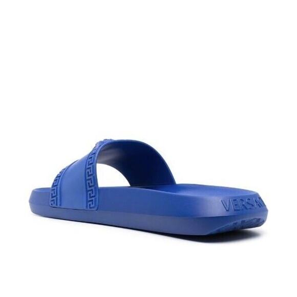 NIB Versace Gomma Pool Slide Sandals Size 45 US 12 Royal Blue Medusa $425 - Picture 4 of 10
